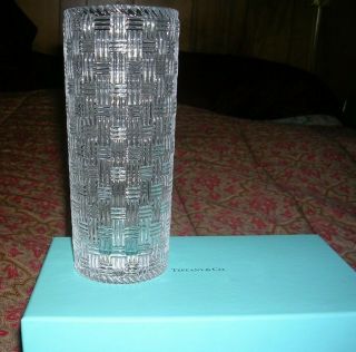 Tiffany & Co.  8 " Crystal Woven Cylinder Vase