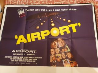 Airport - Burt Lancaster - 1970 - Rare Uk Quad Poster