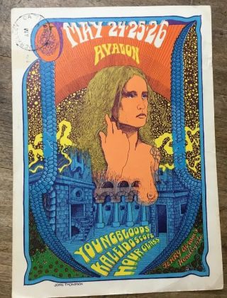 1968 Family Dog John Thompson Post Card: Avalon Youngbloods,  Kaleidoscope,