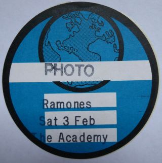 The Ramones Concert Photo Pass Brixton Academy London England 3rd February 1996