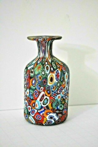 Vintage Murano Millefiori Satin Art Bud Vase