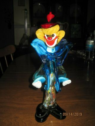 Vintage Murano Hand Blown Glass Clown With Label