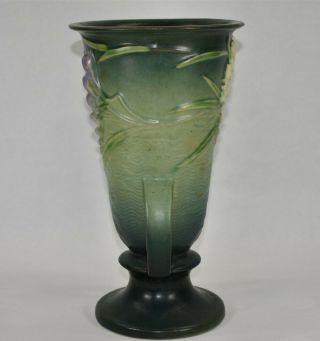 Vintage and Tall Roseville Pottery Freesia Green Ceramic Vase 125 - 10 2