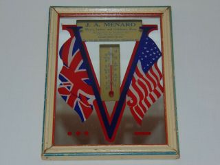 Vintage Art Deco Reverse Painted On Glass 1945 Wwii V Day Picture Hudson 