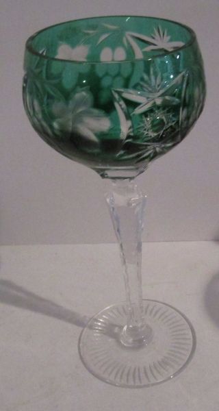 One (1) Nachtmann Traube Bohemian Cut Tall Crystal Wine Hock Cranberry Emerald