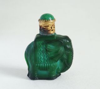 Fine Art Deco Bohemian Hoffman Schlevogt malachite elephant perfume bottle 2