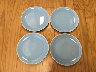 Set Of 4 Vintage Catalina Rancho Gloss Aqua 8 1/4” Luncheon Salad Plates Minty