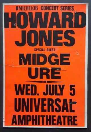 Howard Jones / Midge Ure Promo Concert Poster 1989 Synth Pop Wave