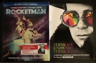 Rocketman (blu - Ray,  Dvd) W/ Slipcover Music Movie 2019 Elton John & Book
