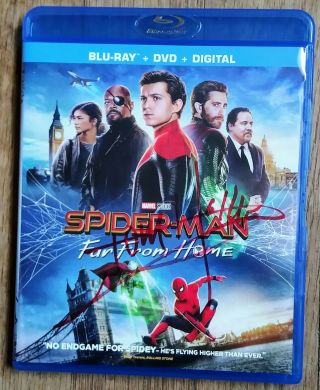 Tom Holland " Autographed Hand Signed " Spider - Man Far From Home Blu Ray/dvd