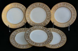 Vintage Set 6 Wedgwood China Florentine Gold W4219 B&b Bread & Butter Plates