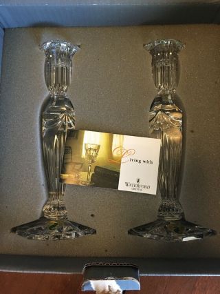 Waterford Crystal Set 2 Prentiss Candlestick Holders 8 "