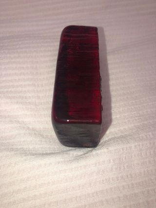 1984 Save Imperial Red Glass Brick Block,  Bellaire Ohio Paper Weight? 3