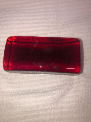 1984 Save Imperial Red Glass Brick Block,  Bellaire Ohio Paper Weight? 4