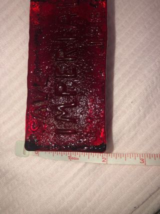 1984 Save Imperial Red Glass Brick Block,  Bellaire Ohio Paper Weight? 8