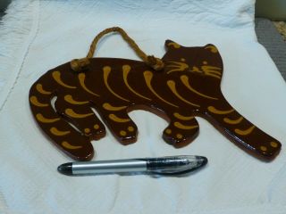 Vintage Ned Foltz Redware Pottery 1983 LARGE CAT Wall Hanging 2