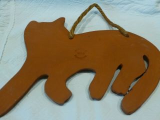Vintage Ned Foltz Redware Pottery 1983 LARGE CAT Wall Hanging 4