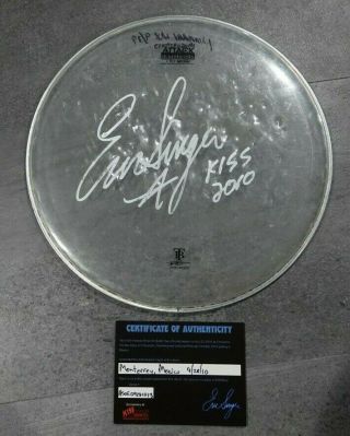Kiss Eric Singer Signed Monterrey Mexico Drumhead 13 Inch Autograph Hottest Tour
