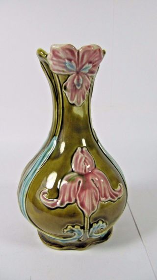 Antique Majolica Vase French Art Nouveau De Bruyn Fives Lille C1910 Stamped