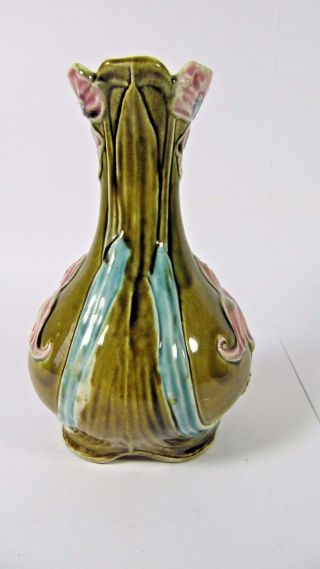 Antique Majolica Vase French Art Nouveau De Bruyn FIVES LILLE c1910 Stamped 4