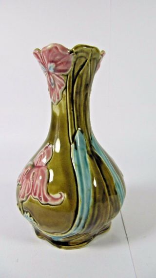 Antique Majolica Vase French Art Nouveau De Bruyn FIVES LILLE c1910 Stamped 6