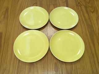 Set Of 4 Vintage Catalina Rancho Gloss Yellow 8 1/4” Luncheon Salad Plates Minty