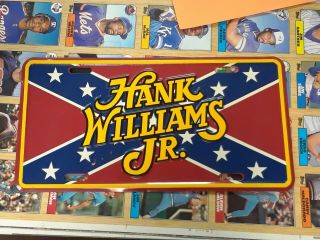 Vintage 1980s Hank Williams Jr.  Country Music Rebal Flag License Plate Nos