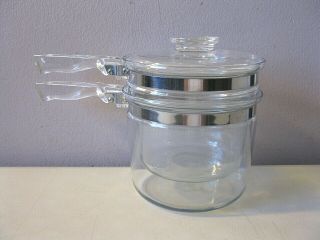 Vintage Pyrex Flameware Double Boiler Pot - - 6283 - - 1 1/2 Quart - - Clear -