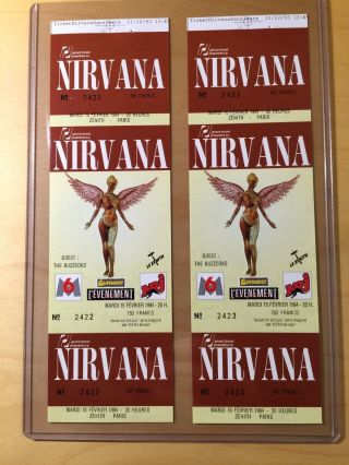 Paris 1994 Nirvana Concert Tickets Kurt Cobain 2 Tickets