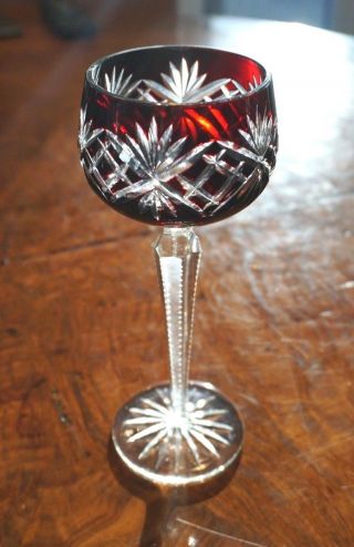 Vintage Bohemian Deep Ruby Wine Hock