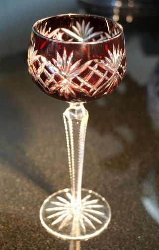 Vintage Bohemian Deep Ruby Wine Hock 2