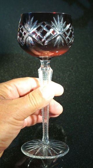 Vintage Bohemian Deep Ruby Wine Hock 3