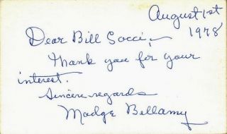 Madge Bellamy In - Person Autograph Note Signed