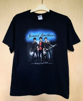Vintage Jonas Brothers 2009 World Tour Official Black Rock Concert T - Shirt M