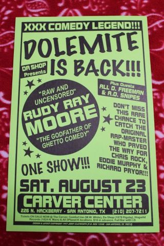 Rudy Ray Moore / Dolemite Orig Concert Poster Texas (1997) Eddie Murphy Blowfly