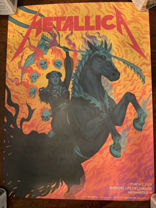 Metallica Indianapolis In Concert Poster Bankers Life Fieldhouse 3/11/19