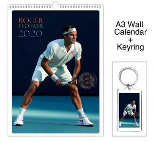 Roger Federer 2020 Wall Holiday Calendar,  Keyring