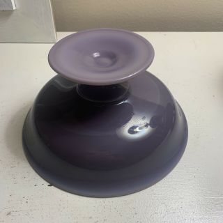 Rare Vintage Purple Milk Glass Pedestal Fruit Bowl 4