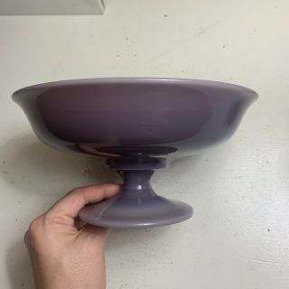Rare Vintage Purple Milk Glass Pedestal Fruit Bowl 5
