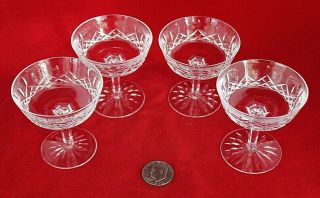 (4) Lismore Waterford Crystal Cut Glass Champagne / Tall Sherbet Ireland Marked