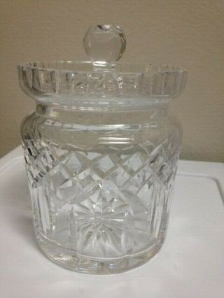 Vintage Signed Waterford Crystal 6 Inch Lismore Biscuit Barrel With Lid