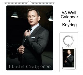 Daniel Craig James Bond 007 2020 Wall Holiday Calendar,  Keyring