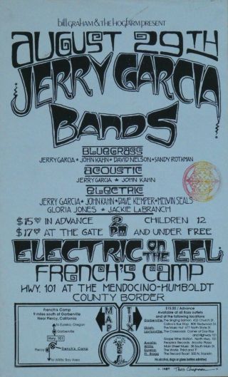 Rare Jerry Garcia Band Poster 1987 - 08 - 29 Electric On The Eel