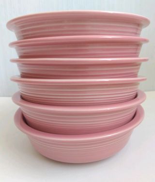 H L C Fiesta Rose Pink Rimmed Cereal Soup Bowl Set Of 6