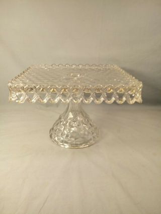 Fostoria American Glass Pedestal Cake Stand With Rum Well