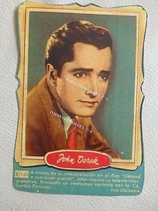 John Derek Card Argentinian Vintage Old Rare Argentina 1950 