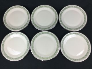 Lenox Memoir Six (6) 10 5/8 " Dinner Plates Green Floral Cream Silver