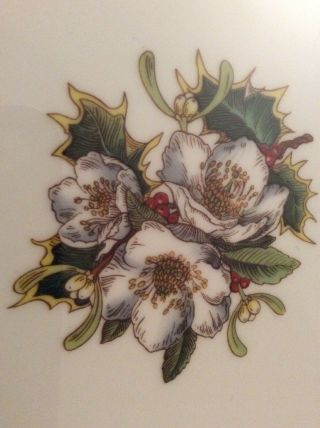 Spode Christmas Rose Pattern Pie Serving Plate 9 5/8” Wide Bone China Cond 2