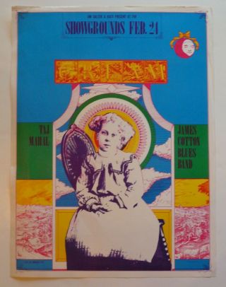 Vtg Cream Taj Mahal James Cotton Blues Band 1968 Concert Poster - Rock & Roll