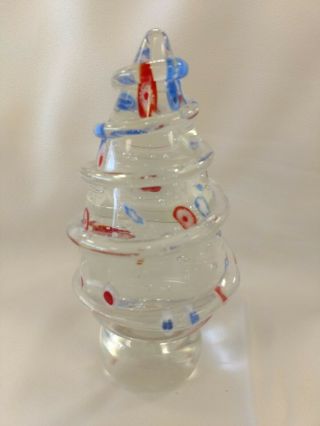 Murano Glass Milleifori Christmas Tree Red White Blue Italian